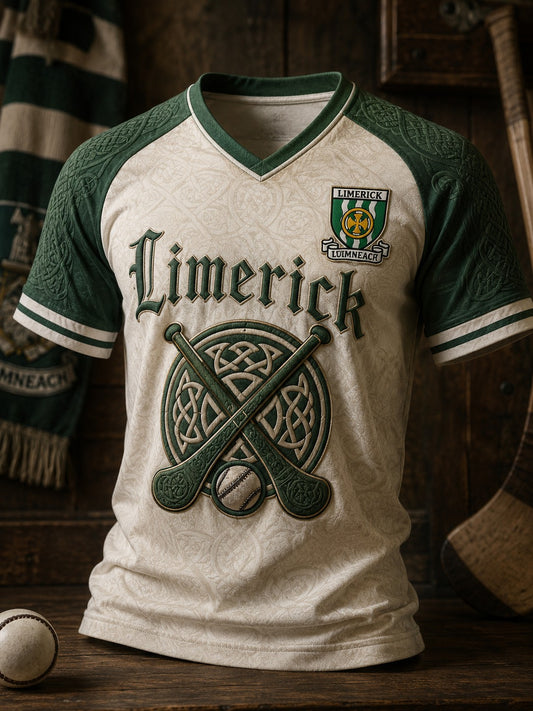 Men's Limerick Hurling Printed V-neck T-shirt