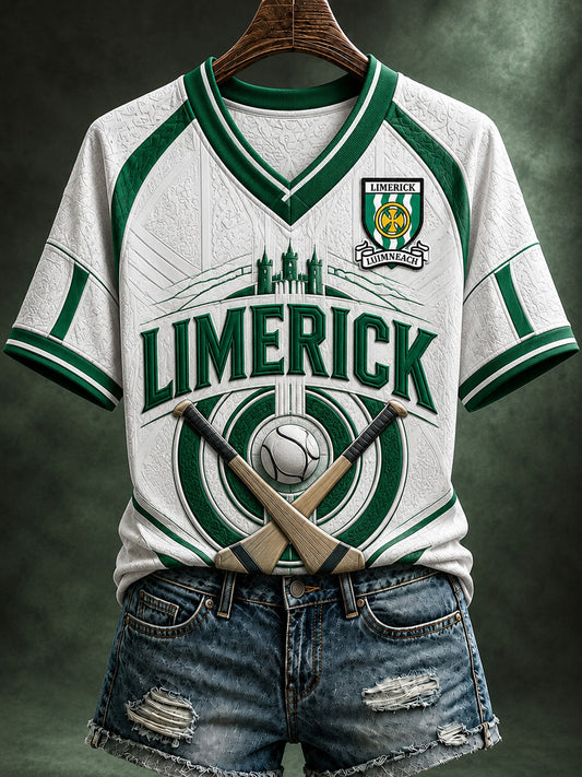 Women's Limerick Hurling Printed V-neck T-shirt