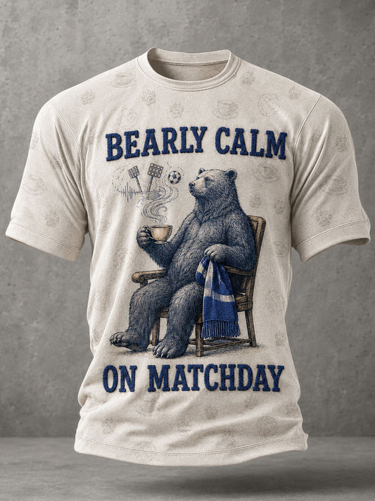 Men's Glasgow Football Lover Blue Bear Art Printed T-shirt