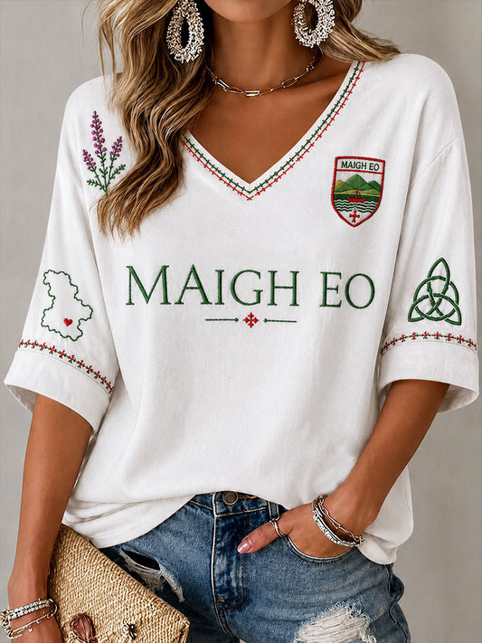 Women's Maigh Eo Mid-length Sleeves V-Neck T-Shirt