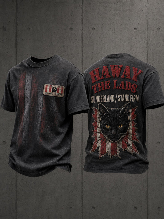 Men's Sunderland Football Lover Cats Art Printed T-shirt