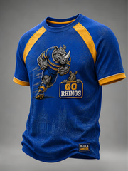 Men's UK rugby lover rhino Printed short sleeve t-shirt
