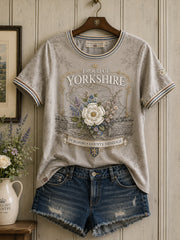 Women's Yorkshire White Roses Art Printed T-shirt
