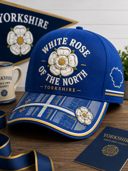 Unisex Yorkshire White Roses Art Printed Hat