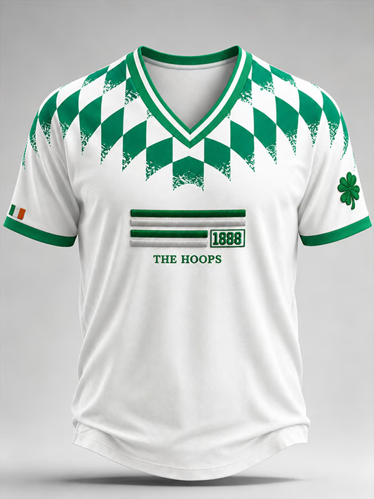 Men's Celtic Football Printed V-neck T-shirt