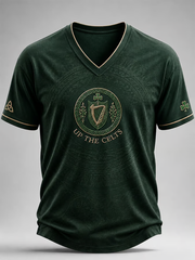 Men's Celtic Football Printed V-neck T-shirt