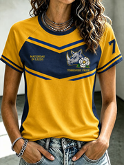 Women's UK rugby lover rhino Printed round neck short sleeve T-shirt