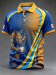 Men's UK rugby lover rhino Printed polo shirt