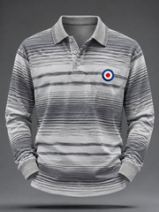 Men's Mods Culture UK Music Lover Business Style Printed long sleeve polo