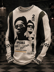 Men's Ska Revival Style Printed Waffle Long Sleeve T-Shirt