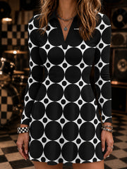 Women's Retro SKA Style Long Sleeve Dress