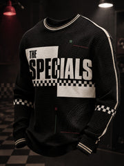 Men's Ska Revival Style Printed Waffle Long Sleeve T-Shirt