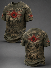 Men's REMEMBER THEM GENERATION TO GENERATION PASS IT ON LEST WE FORGET t-shirt