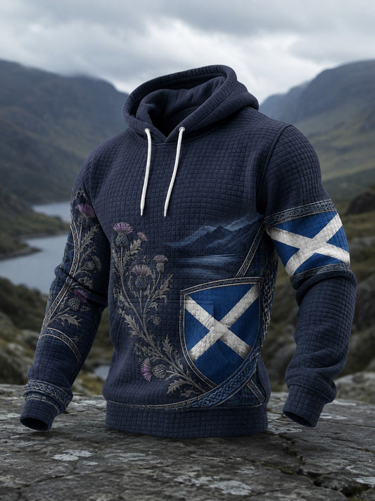 Men's Scotland St. Andrew's Day Printed Checkered Cotton Hoodie