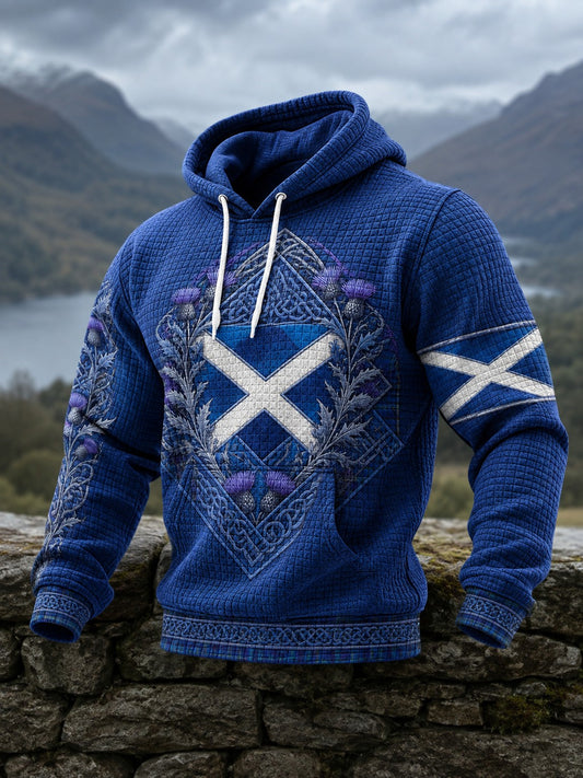 Men's Scotland St. Andrew's Day Printed Checkered Cotton Hoodie