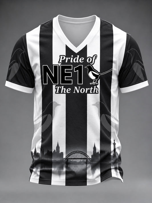 Men's Football Fan Printed V-neck T-shirt