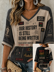 Women's British Black History Month Print Waffle T-shirt