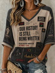 Women's British Black History Month Print Waffle T-shirt