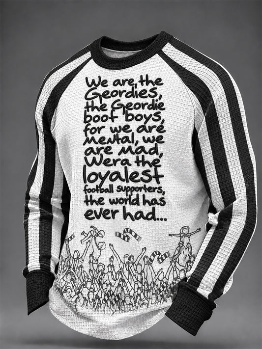Men's Football Fan Print Geordie Waffle Sweatshirt