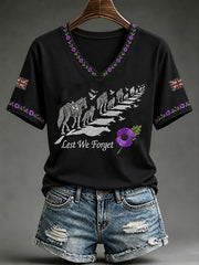 Women's Lest We Forget Print Short-sleeved T-shirt