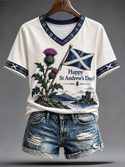 Women's St. Andrew's Day Peinted short-sleeved T-shirt