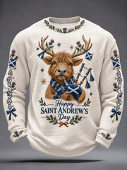 Men's St. Andrew's Day Peinted Waffle Long Sleeve T-Shirt