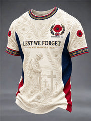 Men's Lest We Forget Print Short Sleeves T-shirt