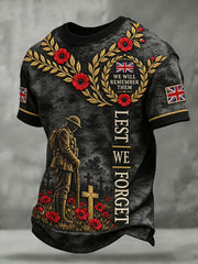 Men's Lest We Forget Print Short Sleeves T-shirt