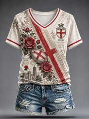 Women's England Rugby Lover Printed short-sleeved T-shirt