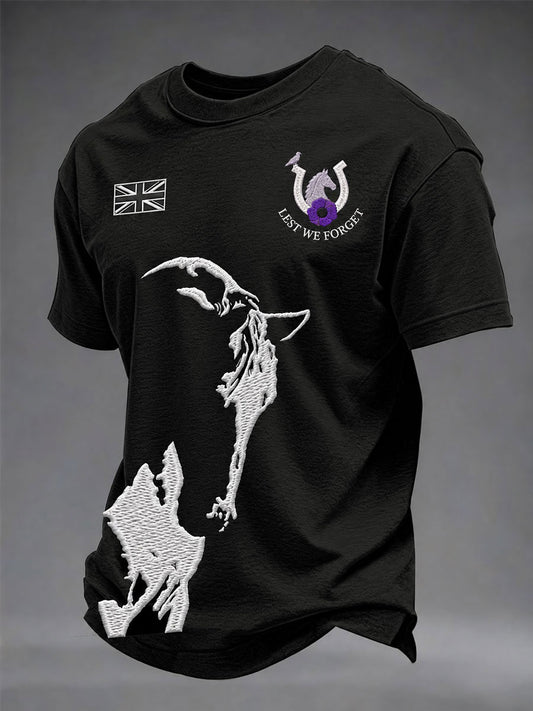 Men's Lest We Forget The Warhorse Print Short Sleeves T-shirt