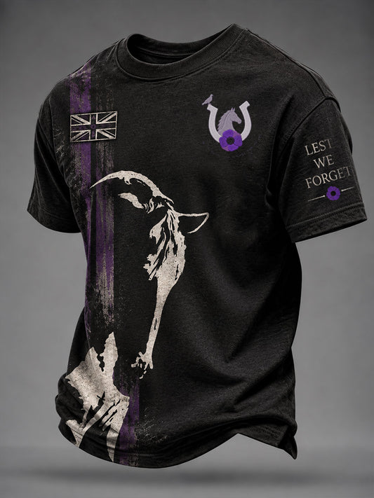 Men's Lest We Forget The Warhorse Print Short Sleeves T-shirt