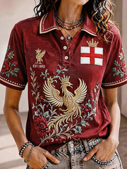 Women's Gift For Soccer Fans Liverpool Print polo T-shirt