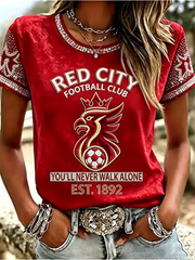 Women's Gift For Soccer Fans Liverpool Print short-sleeved T-shirt
