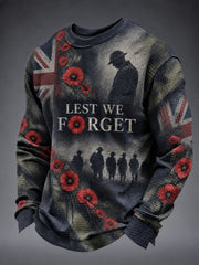 Men's Lest We Forget Printed Waffle Long Sleeve T-Shirt