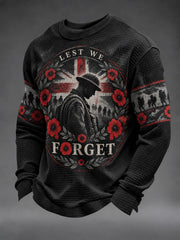 Men's Lest We Forget Printed Waffle Long Sleeve T-Shirt