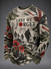 Men's Lest We Forget Printed Waffle Long Sleeve T-Shirt