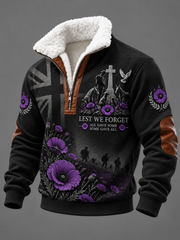 Men's Remembering The Animals Of War Plush Stand Collar Shirt