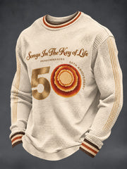 Men's 50 Years Of Songs In The Key Of Life Printed Waffle Long Sleeve T-Shirt