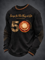 Men's 50 Years Of Songs In The Key Of Life Printed Waffle Long Sleeve T-Shirt