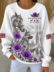 Women's Remembering The Animals Of War Ribbed Round-Neck Sweatshirt