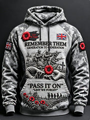Men's Remembrance Day Lest We Forget  Hoodie