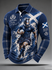 Men's Scottish rugby fans Printed long sleeve polo