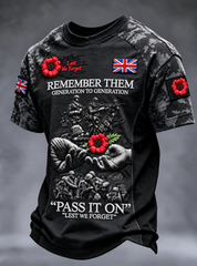 Men's Remembrance Day Lest We Forget  short sleeve t-shirt