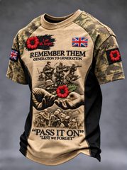 Men's Remembrance Day Lest We Forget  short sleeve t-shirt