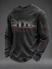 Men's Lest We Forget Printed Waffle Long Sleeve T-Shirt