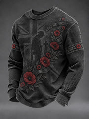 Men's Lest We Forget Printed Waffle Long Sleeve T-Shirt