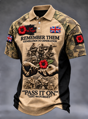 Men's Remembrance Day Lest We Forget polo shirt