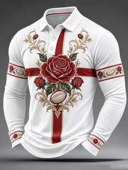 Men's England Rugby Lover Printed long sleeve polo