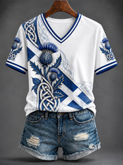 Women's St Andrew’s Day Printed V-neck T-shirt