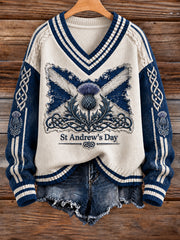 Women's St Andrew’s Day V-neck imitation sweater